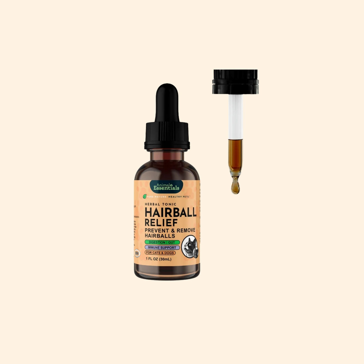 Animal Essentials™ Hairball Relief 去毛球草本配方 (貓狗合用) 2oz