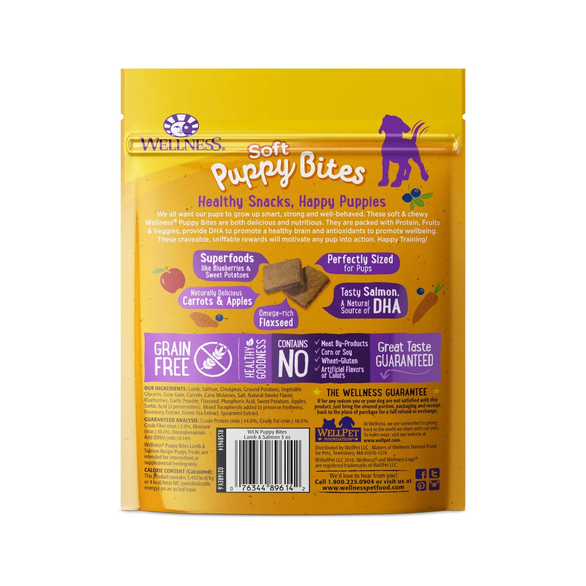 Wellness - Puppy Bites 羊肉三文魚幼犬軟零食 - 3oz