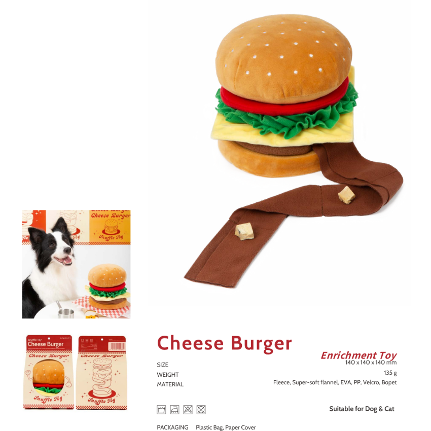 POOZPET Cheese Burger Snuffle Toy