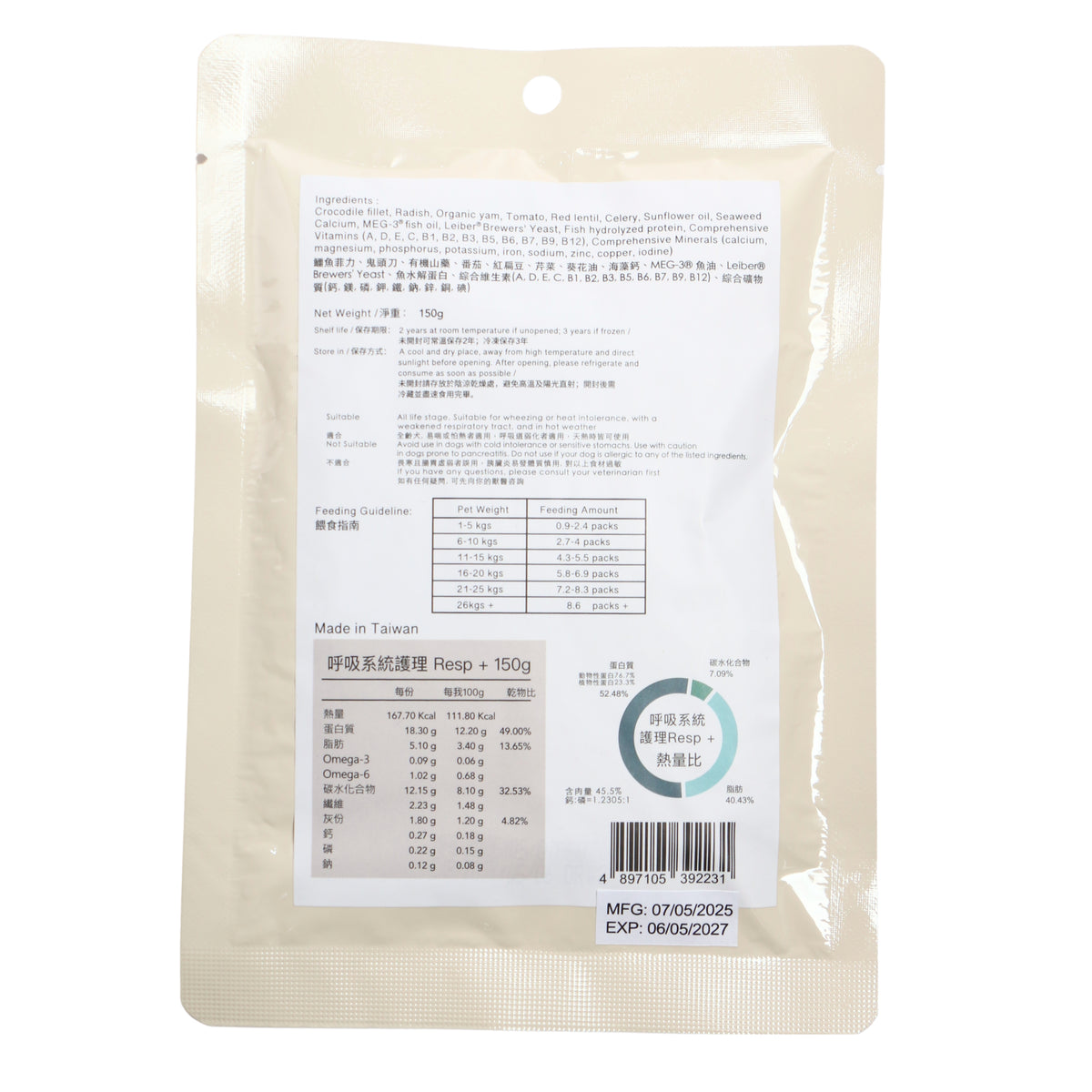 the Dog's Garden - WOOFRESH - Respiratory Care Resp+ - Vital Crocodile Wellness Feast 150g