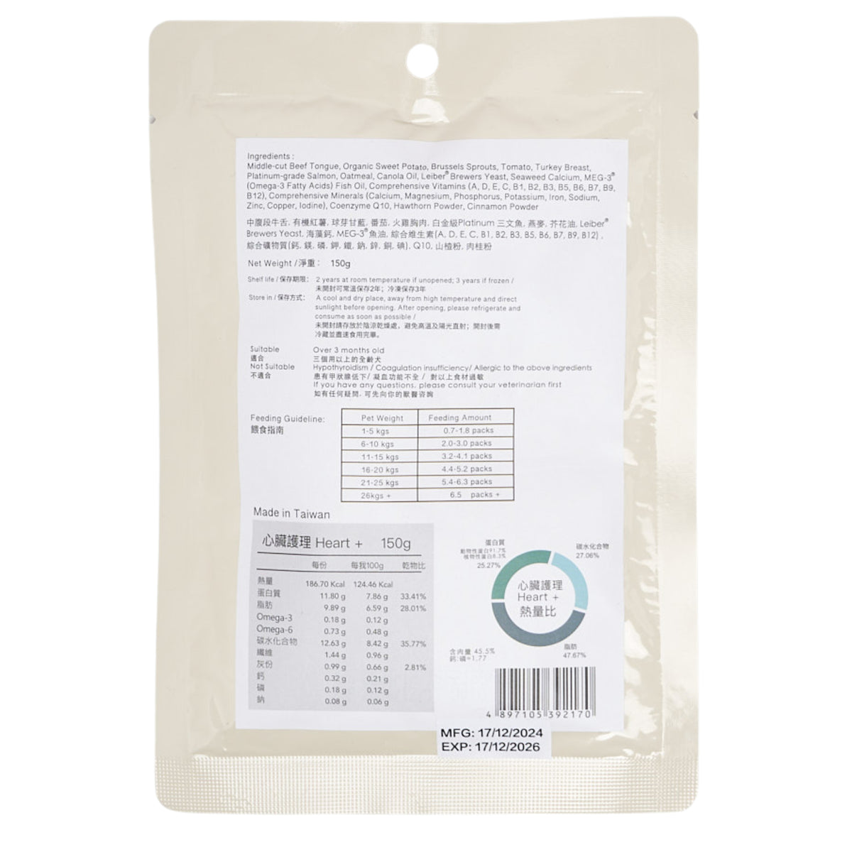 the Dog's Garden - WOOFRESH - Heart Care Heart+ - CoQ10 Heart Vitality Cuisine 150g