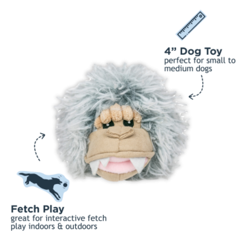 Tall Tails - Plush Toy - Yeti Head w/ Spike Ball Squeaker - 4"