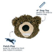 Tall Tails - Plush Toy - Grizzly Head w/ Spike Ball Squeaker - 4"