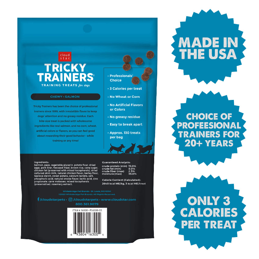 Cloud Star Chewy Tricky Trainers Dog Training Treats - Salmon (8oz)