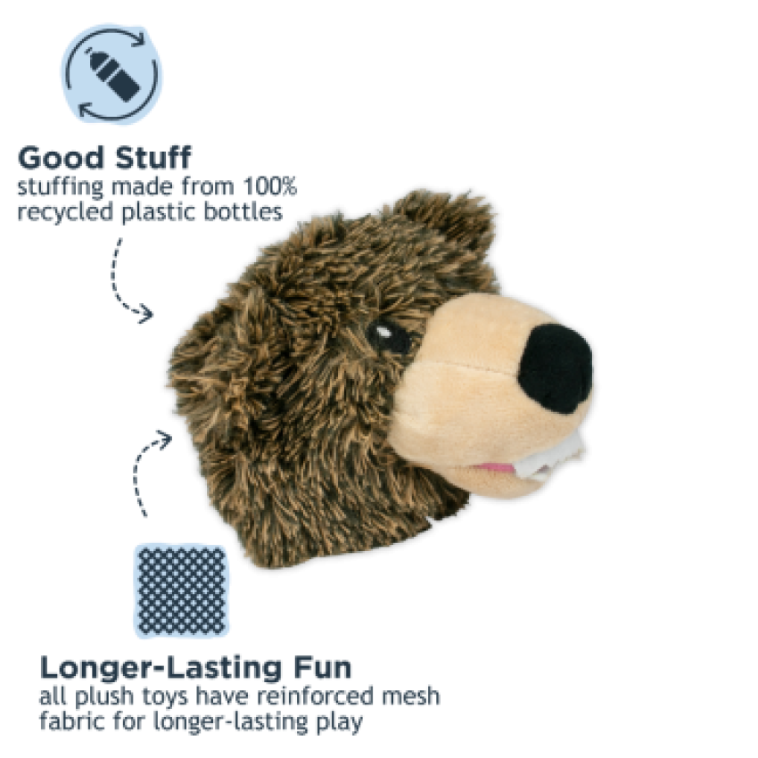 Tall Tails - Plush Toy - Grizzly Head w/ Spike Ball Squeaker - 4"