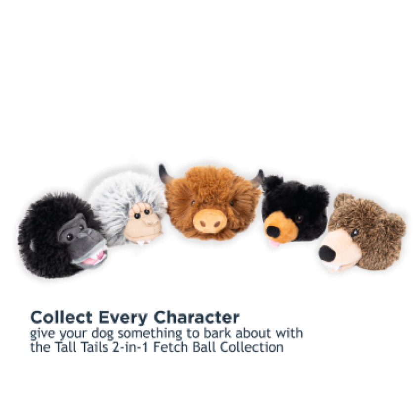 Tall Tails - Plush Toy - Grizzly Head w/ Spike Ball Squeaker - 4"