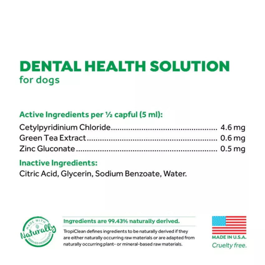 TropiClean Fresh Breath Dental Health Solution for Dogs (16oz / 473ml)
