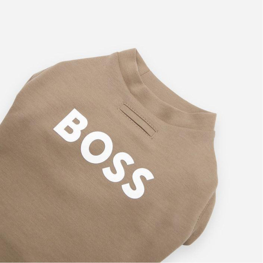 BOSS 狗狗必備短袖圓領衛衣 － 卡其色