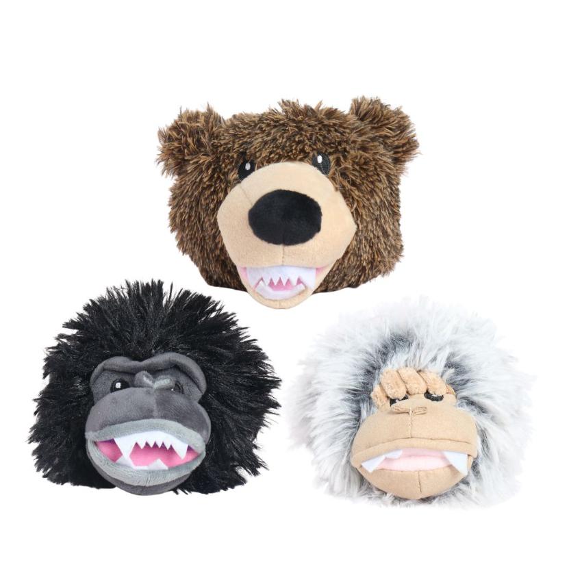 Tall Tails - Plush Toy - Black Bear Head w/ Spike Ball Squeaker - 4"