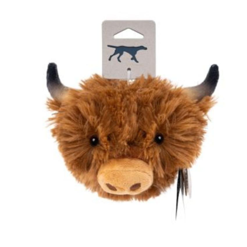 Tall Tails - Plush Toy - Highland Cow Head w/ Spike Ball Squeaker - 4"