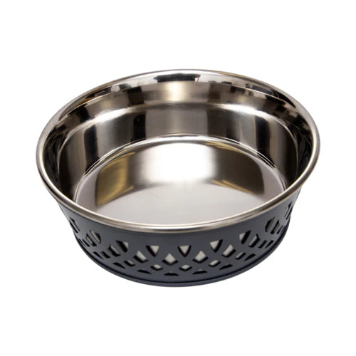 Jojo Modern Pets - Farmhouse Punchout Stainless Bowl - Grey 16oz