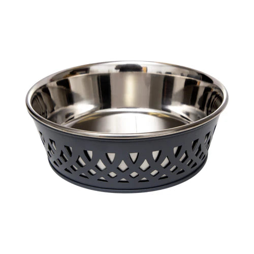 Jojo Modern Pets - Farmhouse Punchout Stainless Bowl - Grey 16oz
