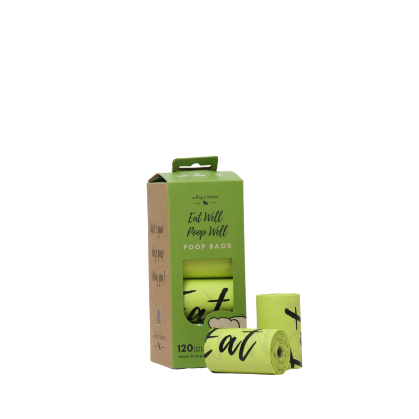 the Dog's Garden - Certified Compostable Poop Bags - Lemon Scent (8 Rolls)