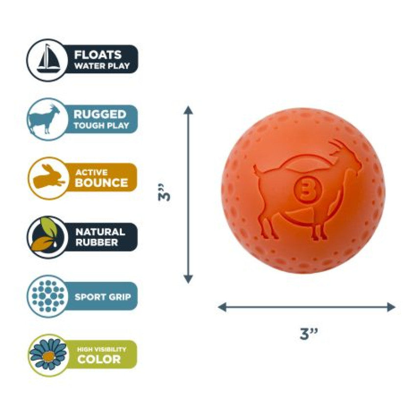 Tall Tails Toy Rubber - G.O.A.T. Ball Medium - 3" Orange