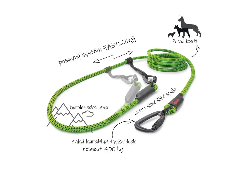 Tamer EASYLONG TWIST Mini 可調節狗狗牽引繩（2.5米／綠色）