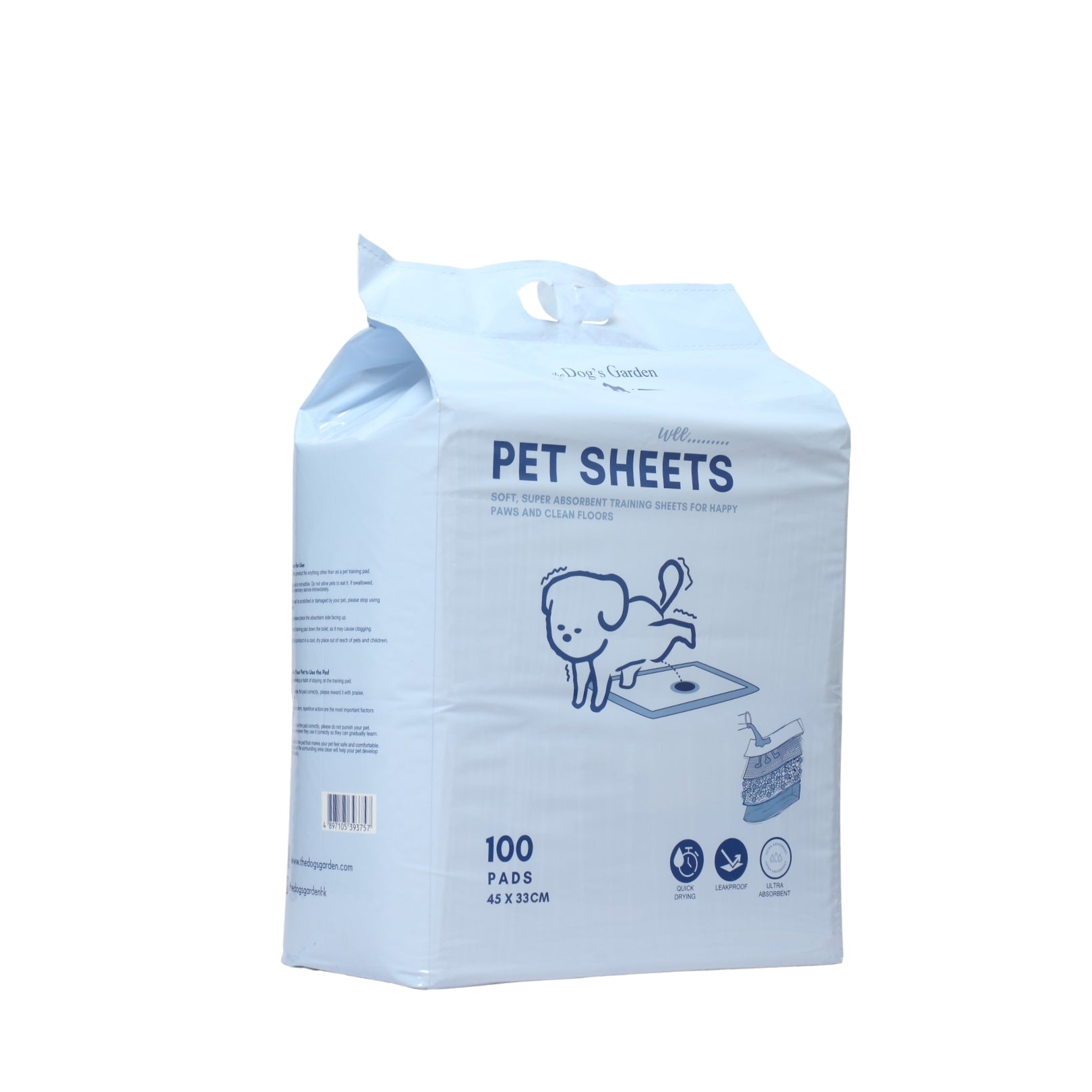 the Dog's Garden Pet Training Pads - 33x45cm (100 Sheets)