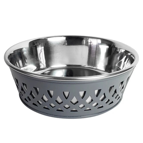 Jojo Modern Pets - Farmhouse Punchout Stainless Bowl - Grey 16oz