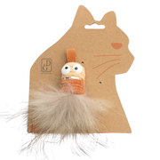 the Dog's Garden - Cat Teaser Wand Refill - Dark Fox Fur with Leather and Squeak Sound