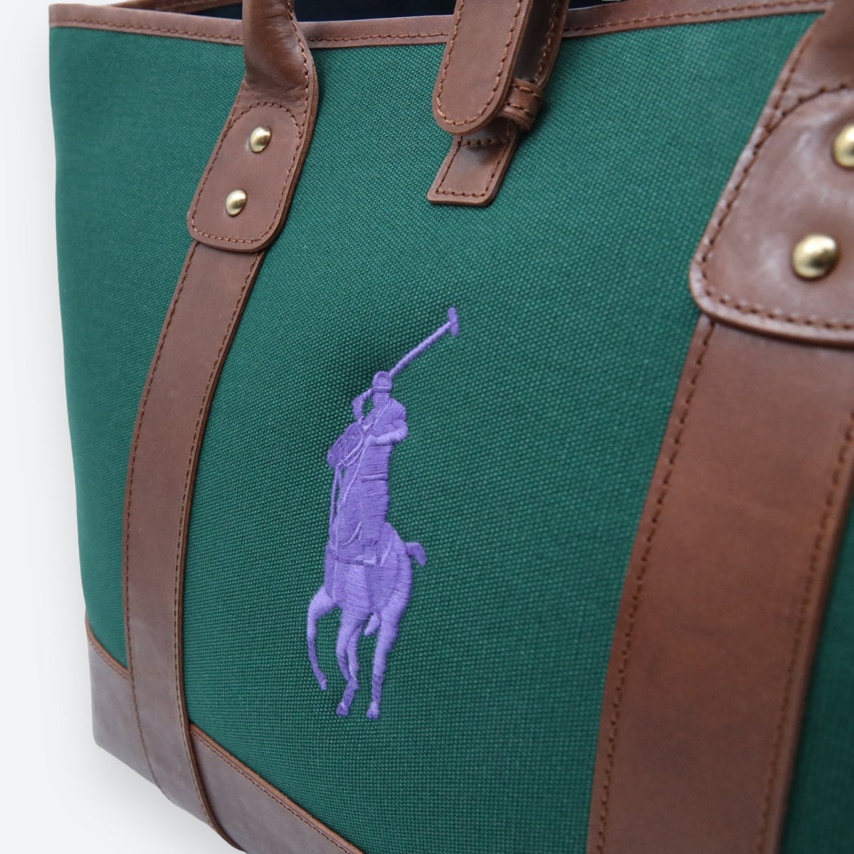 Polo Ralph Lauren Dog Leather and Canvas Tote