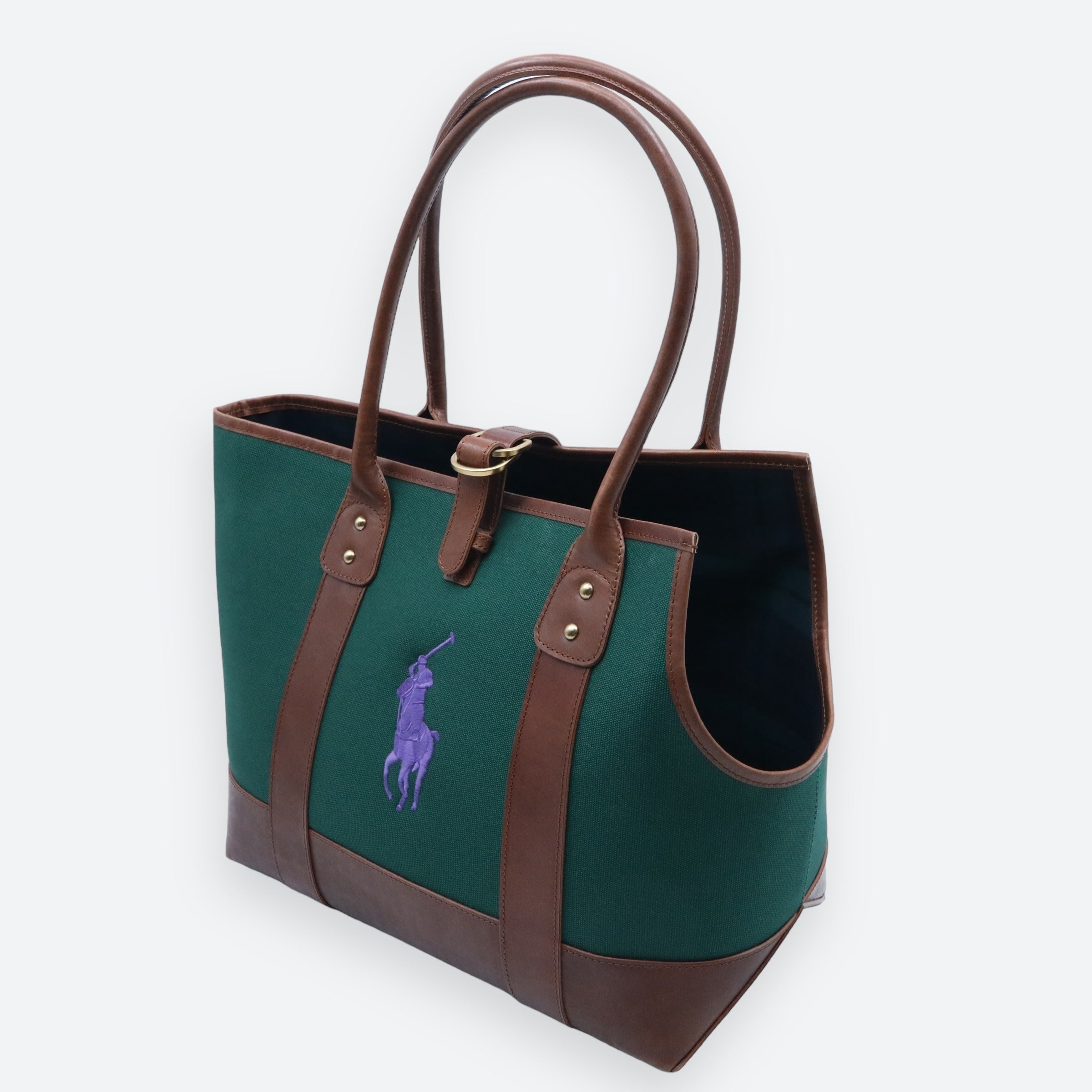 Polo Ralph Lauren Dog Leather and Canvas Tote