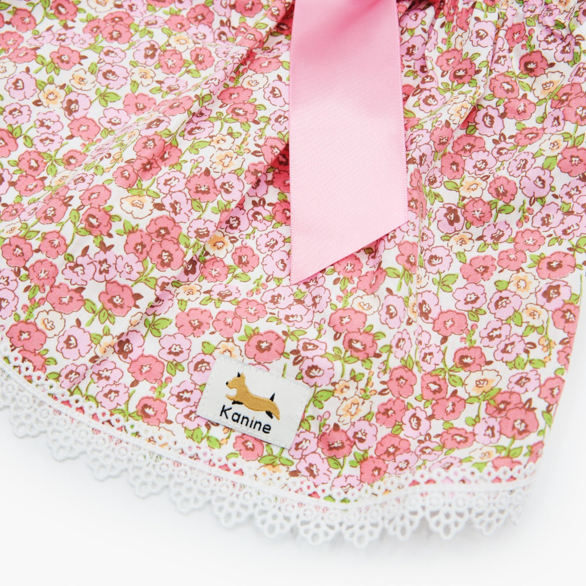 Dog Floral Satin Bow Dress