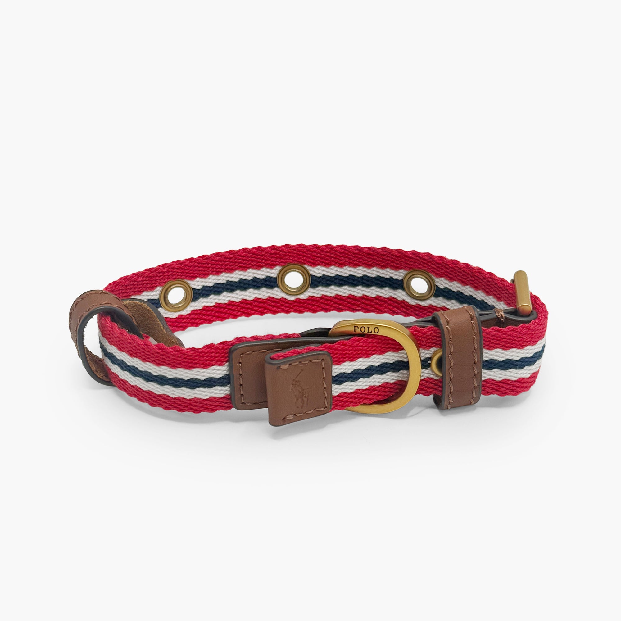 Polo Ralph Lauren Dog Stripe Leather Collar