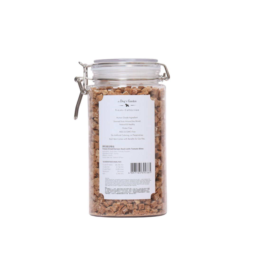 the Dog's Garden - Freeze Dried Treats - Korean Duck with Tomato Bites