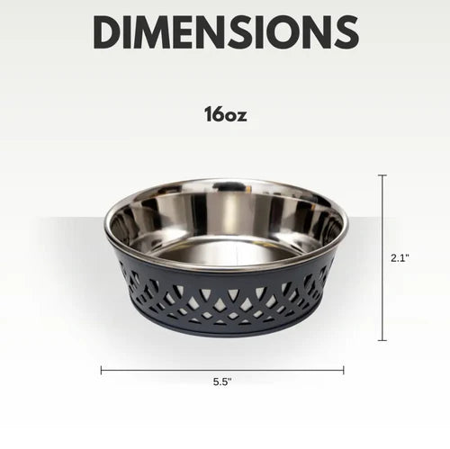 Jojo Modern Pets - Farmhouse Punchout Stainless Bowl - Grey 16oz