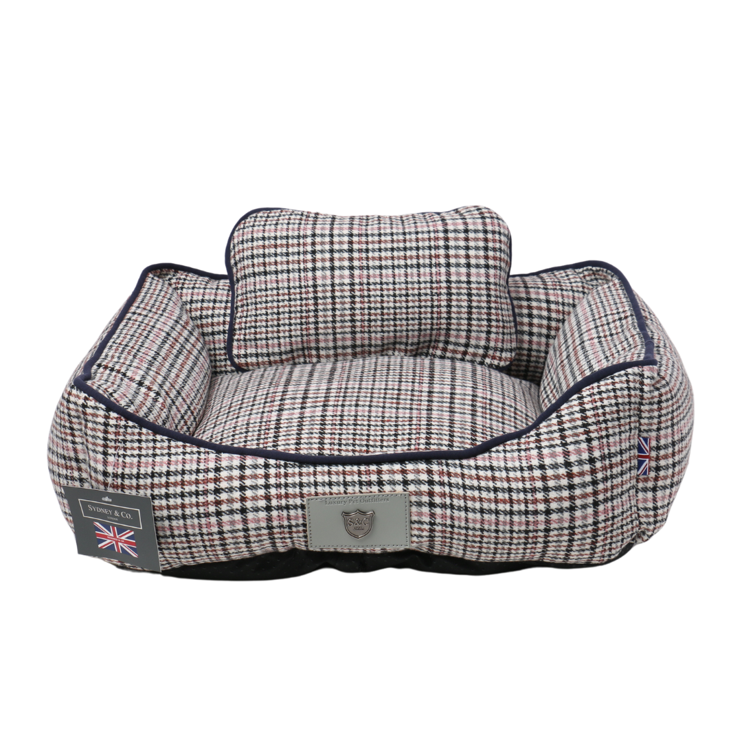 Sydney & Co - Dog Bed - Pink & Grey Checker