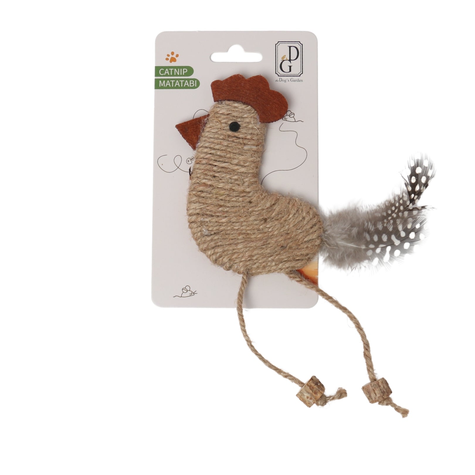 the Dog's Garden - Cat toy - Hemp chicken with matatabi slices and feather cat toy