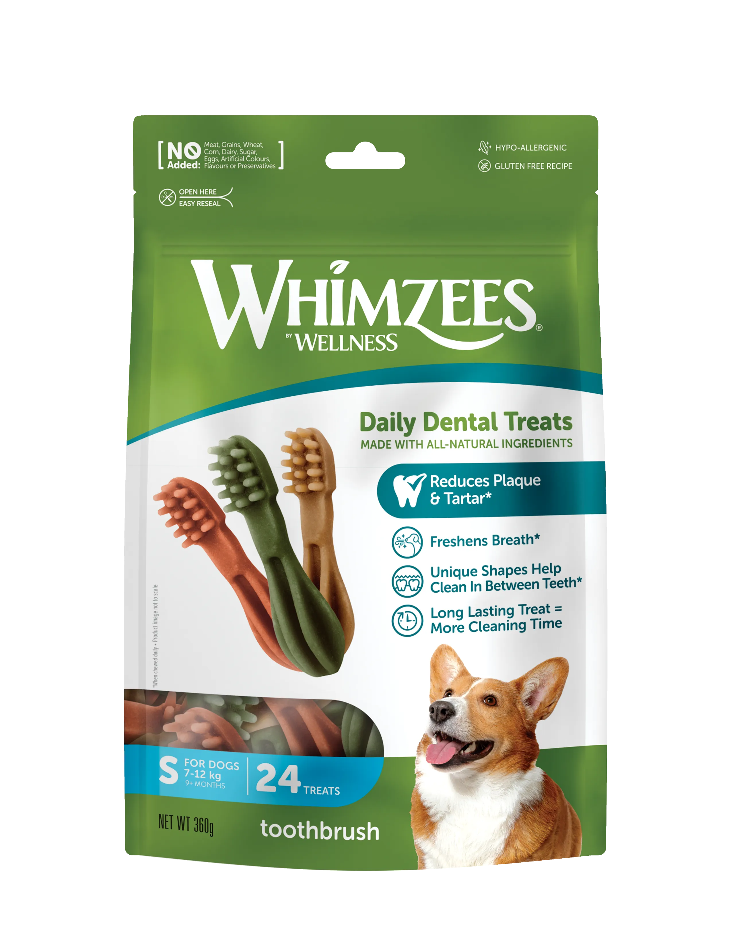 Whimzees Toothbrush Dental Dog Treats - Small (24pcs)