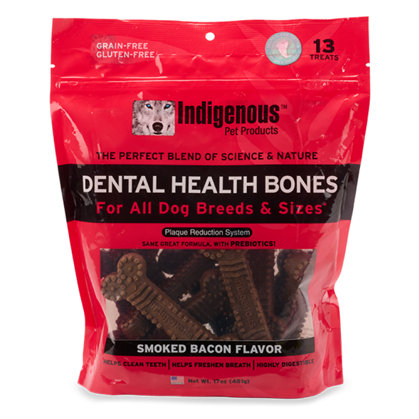Indigenous - 牙齒健康骨頭 - 17盎司（13塊骨頭/包） - 煙燻培根