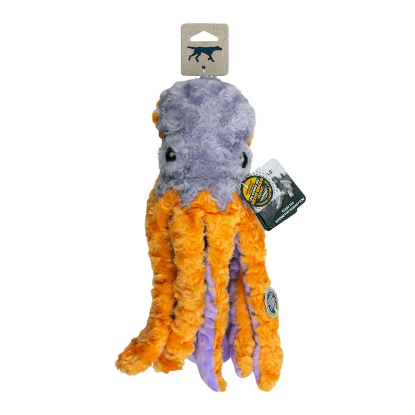 Tall Tails - Plush Toy - Octopus Squeak-Crinkle / Inner Rope Toy - 14"