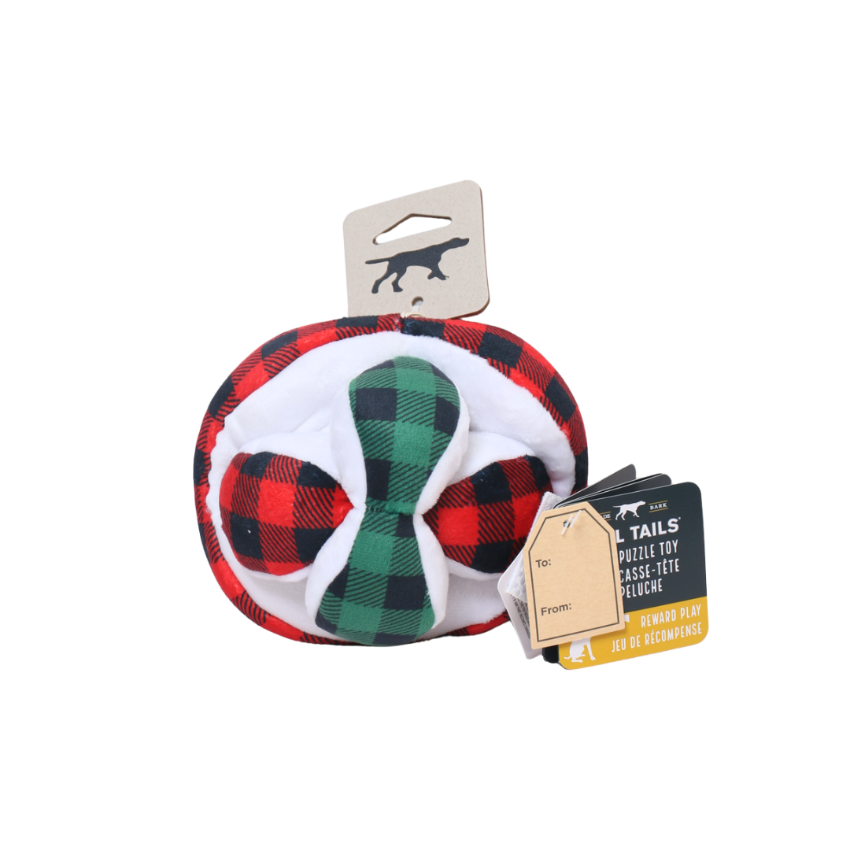 Tall Tails Plush Plaid Puzzle Ball Dog Toy - 5"