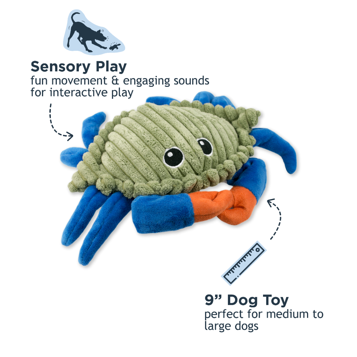 Tall Tails - Plush Toy - Plush Crab Animated Claw Toy - 9"