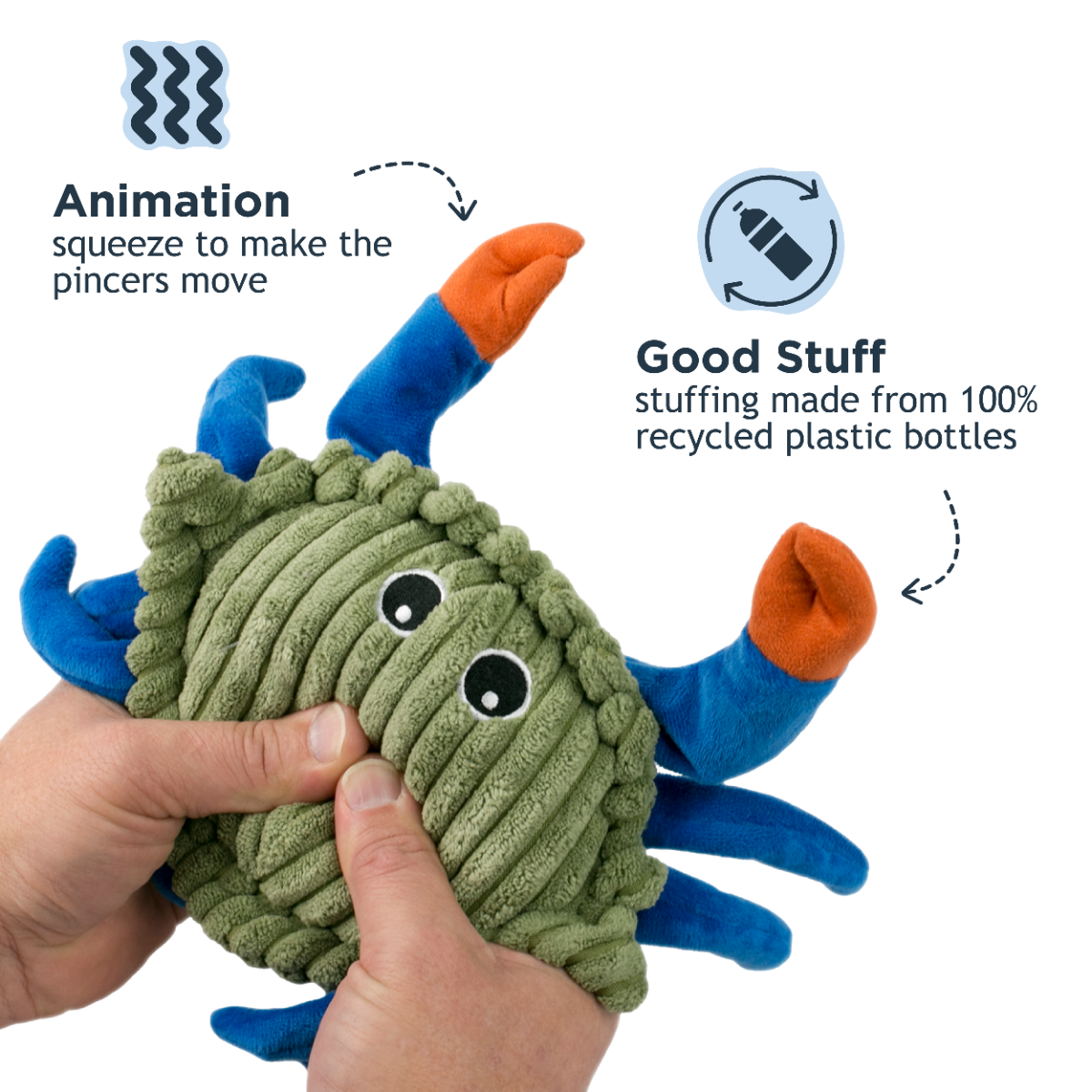 Tall Tails - Plush Toy - Plush Crab Animated Claw Toy - 9"
