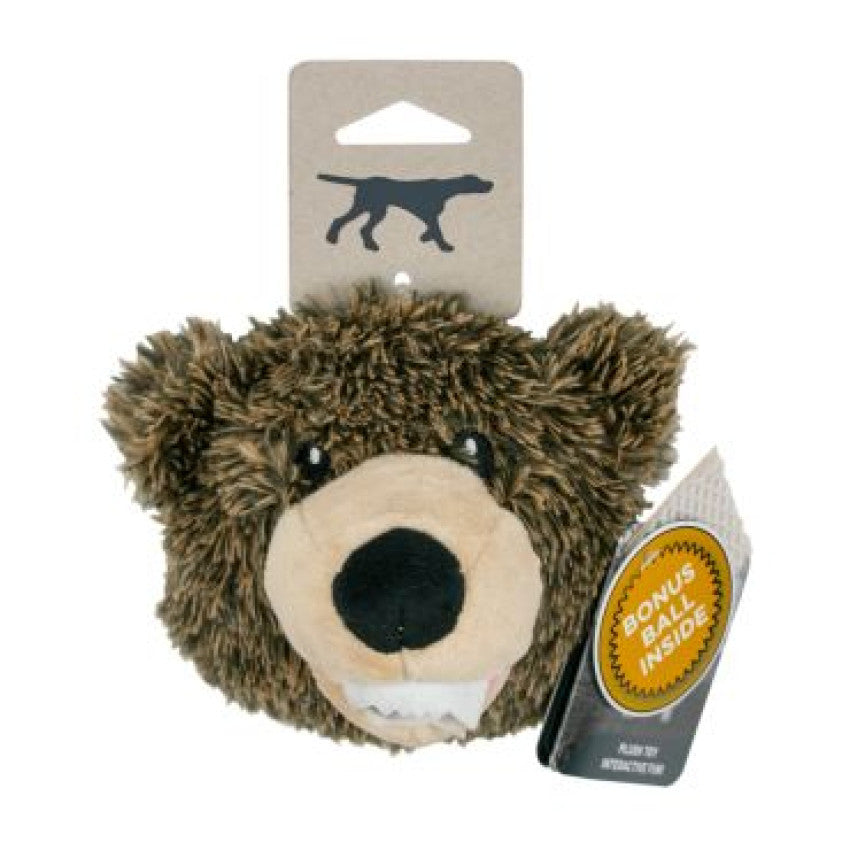 Tall Tails - Plush Toy - Grizzly Head w/ Spike Ball Squeaker - 4"