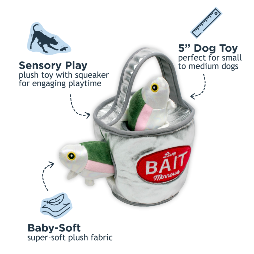 Tall Tails - Plush Toy - Bait Bucket Puzzle Dog Toy - 8"