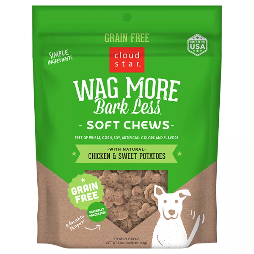 Cloud Star Wag More Bark Less Soft & Chewy Grain-Free Dog Treats - Chicken & Sweet Potato (5 oz)