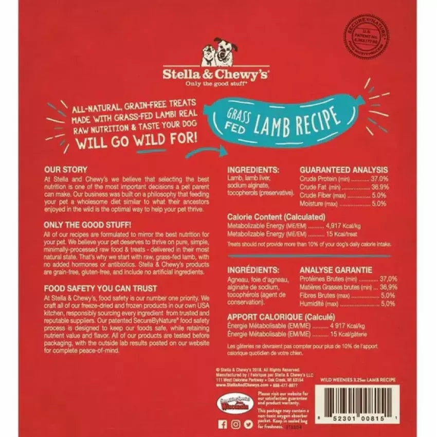 Stella & Chewy's 草飼羊肉生肉香腸小食 (3.25oz)