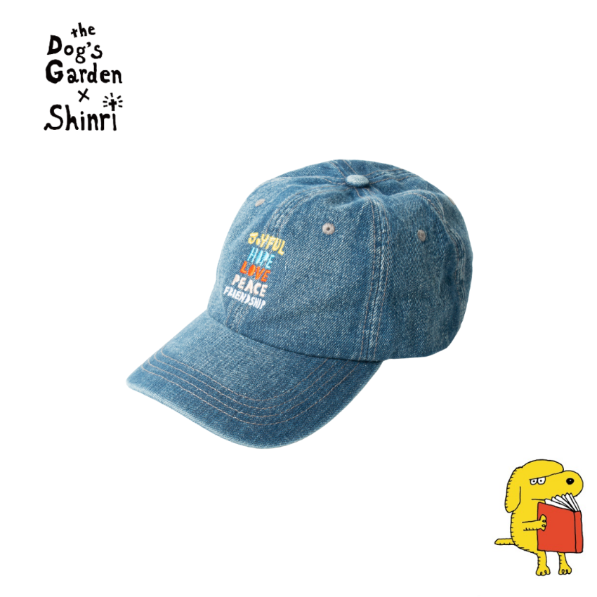 SHINRI x the Dog’s Garden – Cap “Joyful Hope Love Peace Friendship” (Washed Demin)