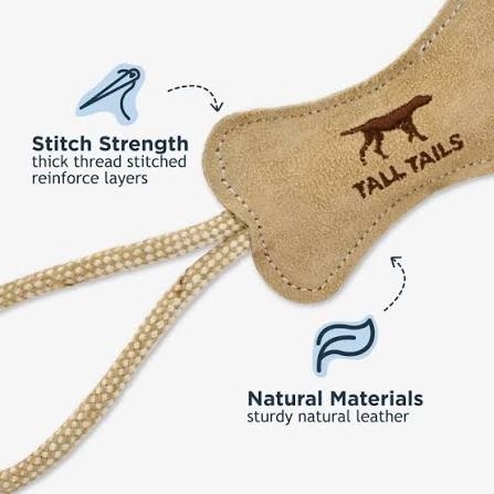 Tall Tails Toy Leather - Natural Wool Bone 6"