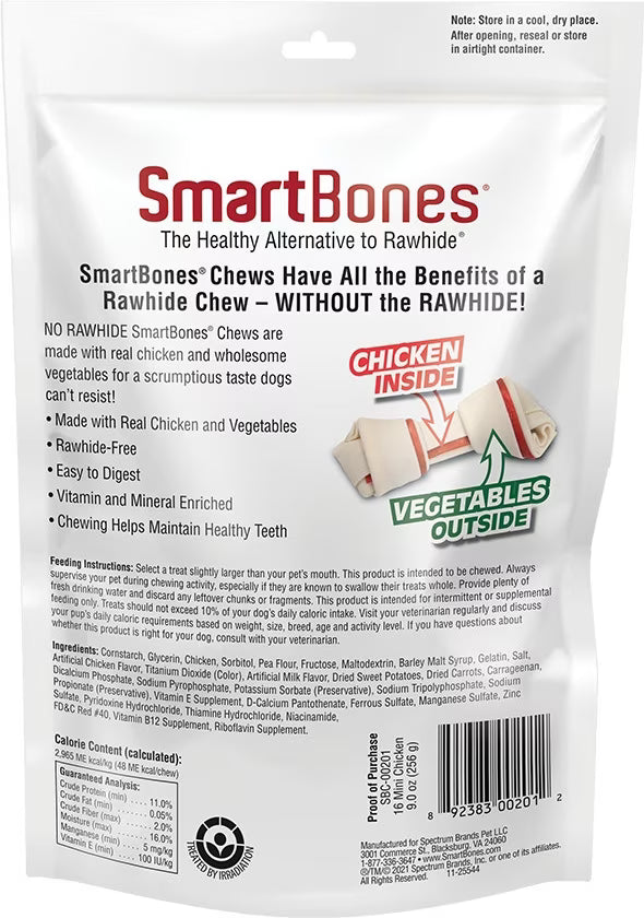 SmartBones 雞肉味經典骨型潔齒骨 (迷你) - 16支裝
