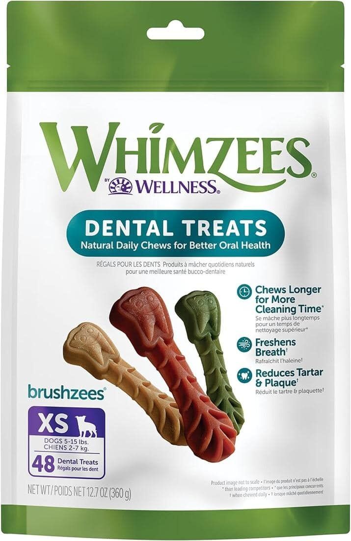 WHIMZEES Brushzees Dental Dog Treats - Extra Small (48pcs)