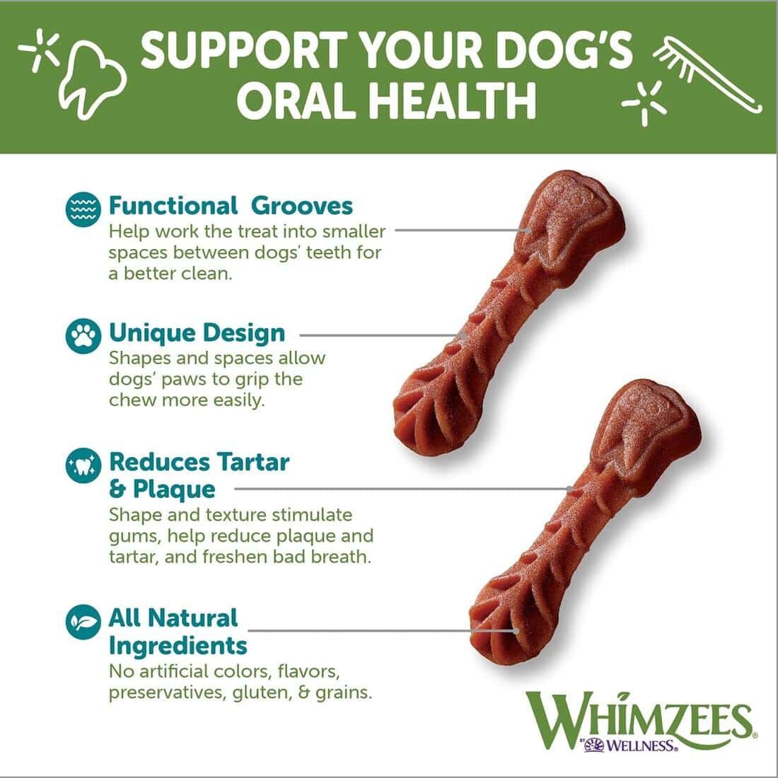 WHIMZEES Brushzees Dental Dog Treats - Extra Small (48pcs)