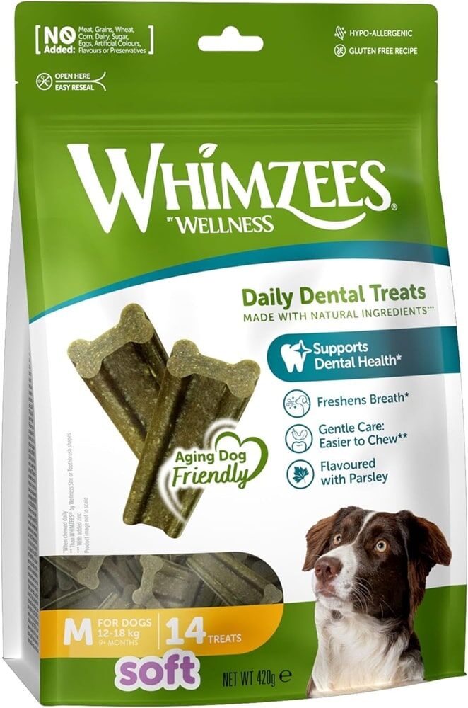 WHIMZEES Dental Senior Dog Treats Soft Stix - Medium (14pcs)