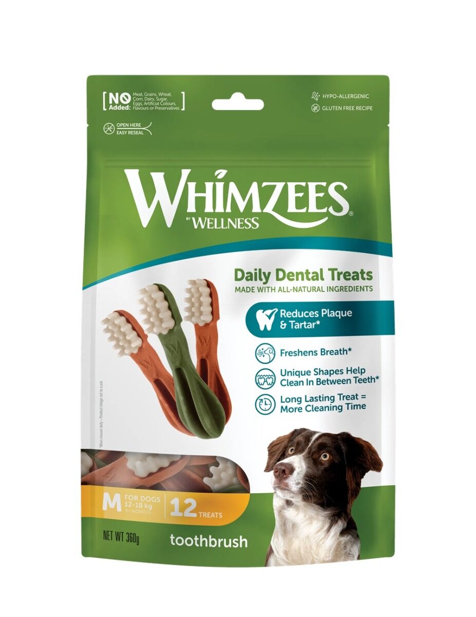 Whimzees Toothbrush Dental Dog Treats - Medium (12pcs)