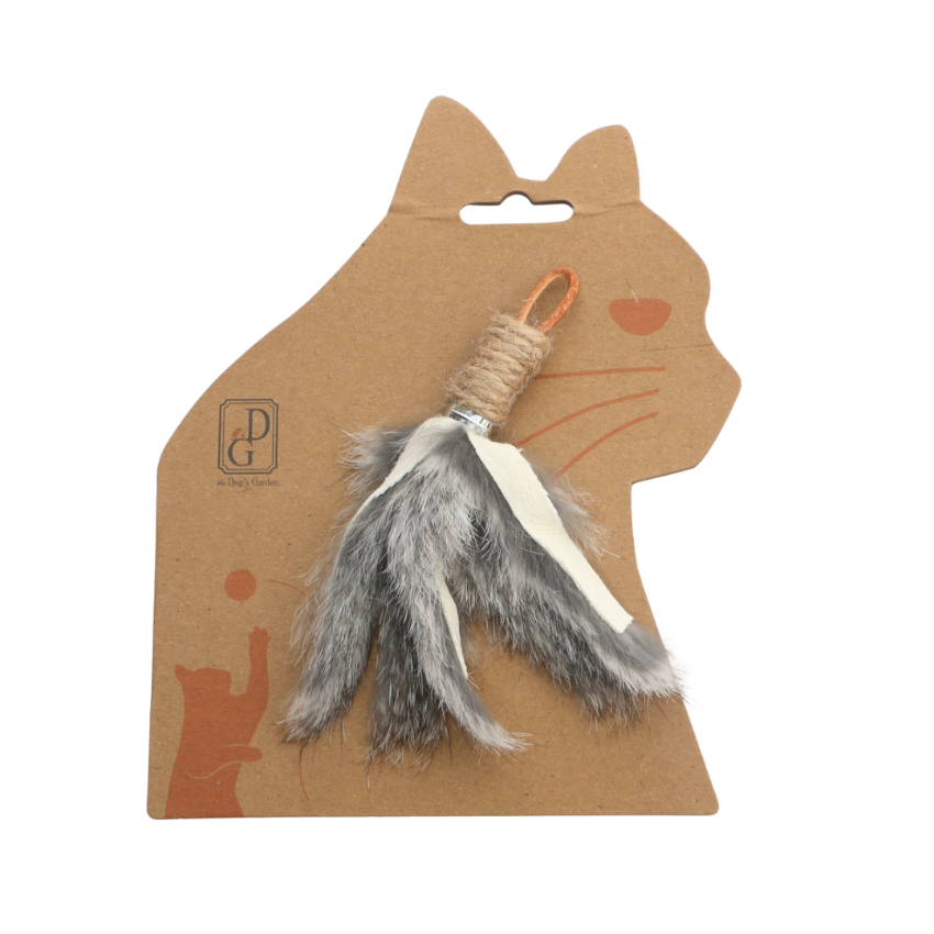 the Dog's Garden - Cat Teaser Wand Refill - Rabbit Fur with Leather